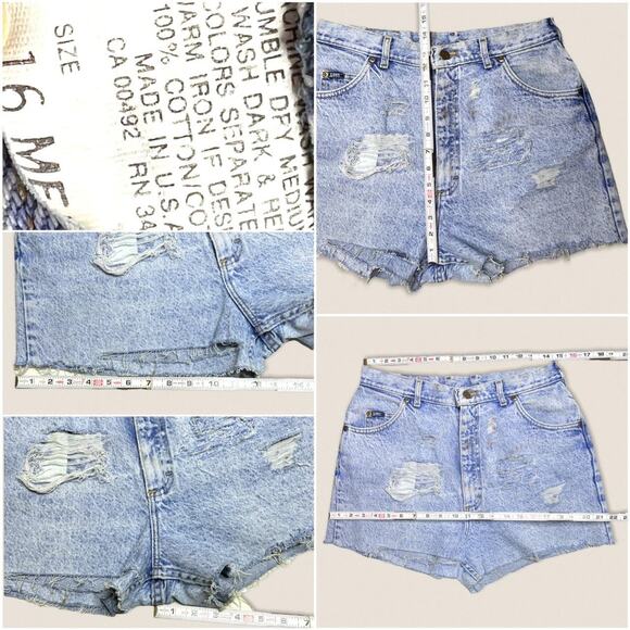 Vintage Lee Acid Wash jean Denim cut off distressed jorts Shorts 29” - Picture 3 of 4